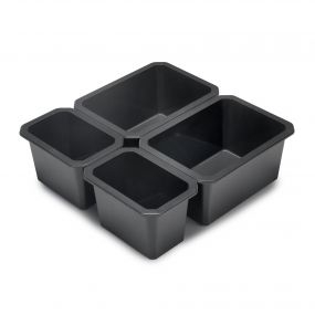 Cubos organizadores para cajón de baño Tidy, Plástico gris antracita, Plástico, 4 cubes