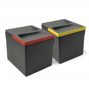 Contenedores para cajón de cocina Recycle, Altura 216, 2x12, Plástico gris antracita, Plástico