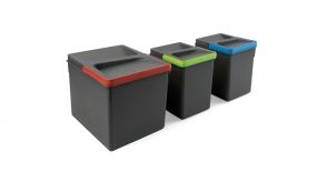 Contenedores para cajón de cocina Recycle, Altura 216, 1x12 + 2x6, Plástico gris antracita, Plástico