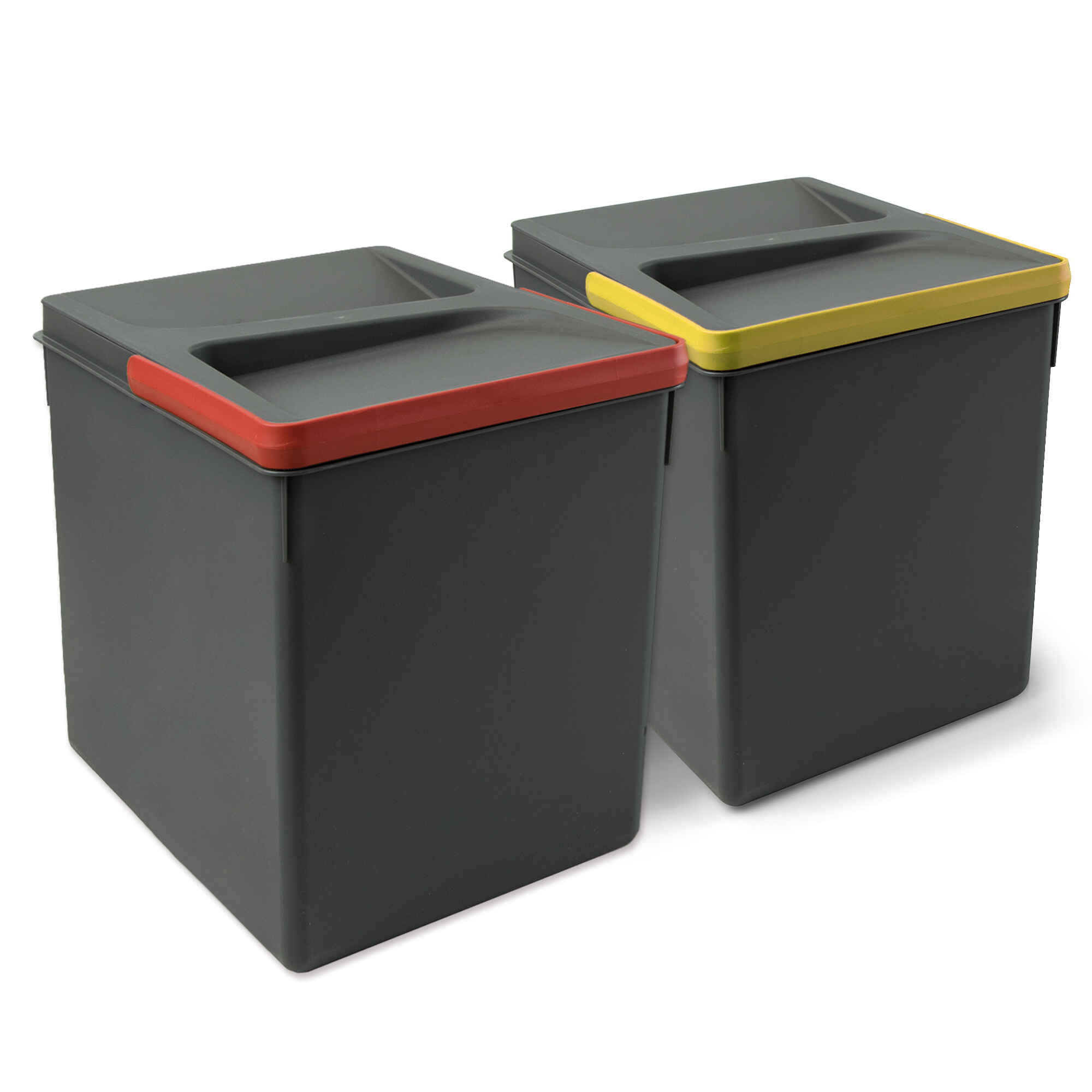 Contenedores para cajón cocina Recycle, Altura 266, 2x15, Plástico gris antracita, Plástico