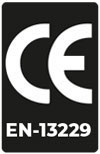 CE: Marcado europeo que acredita que el producto cumple con los requisitos legales y técnicos. EN-13229: Norma Europea para aparatos insertables, incluidos hogares abiertos, que usan combustible sólido. CE/EN-13229