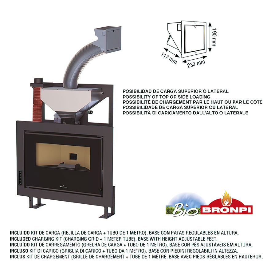 Estufa de Pellet Aire Insertable Bruno-Slim (Bronpi)