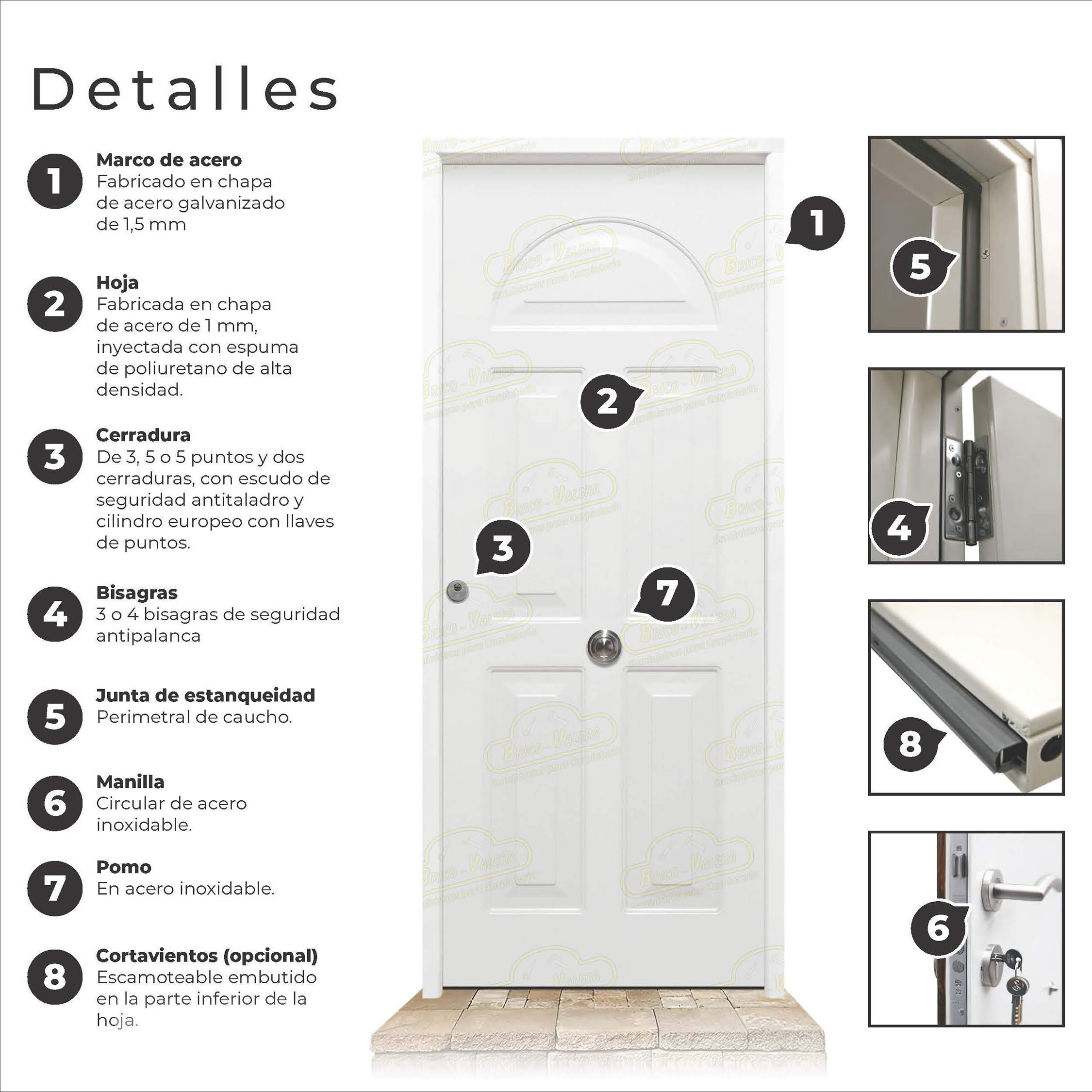Puerta Galvanizada Coral Una Cara Blanca Saga 100