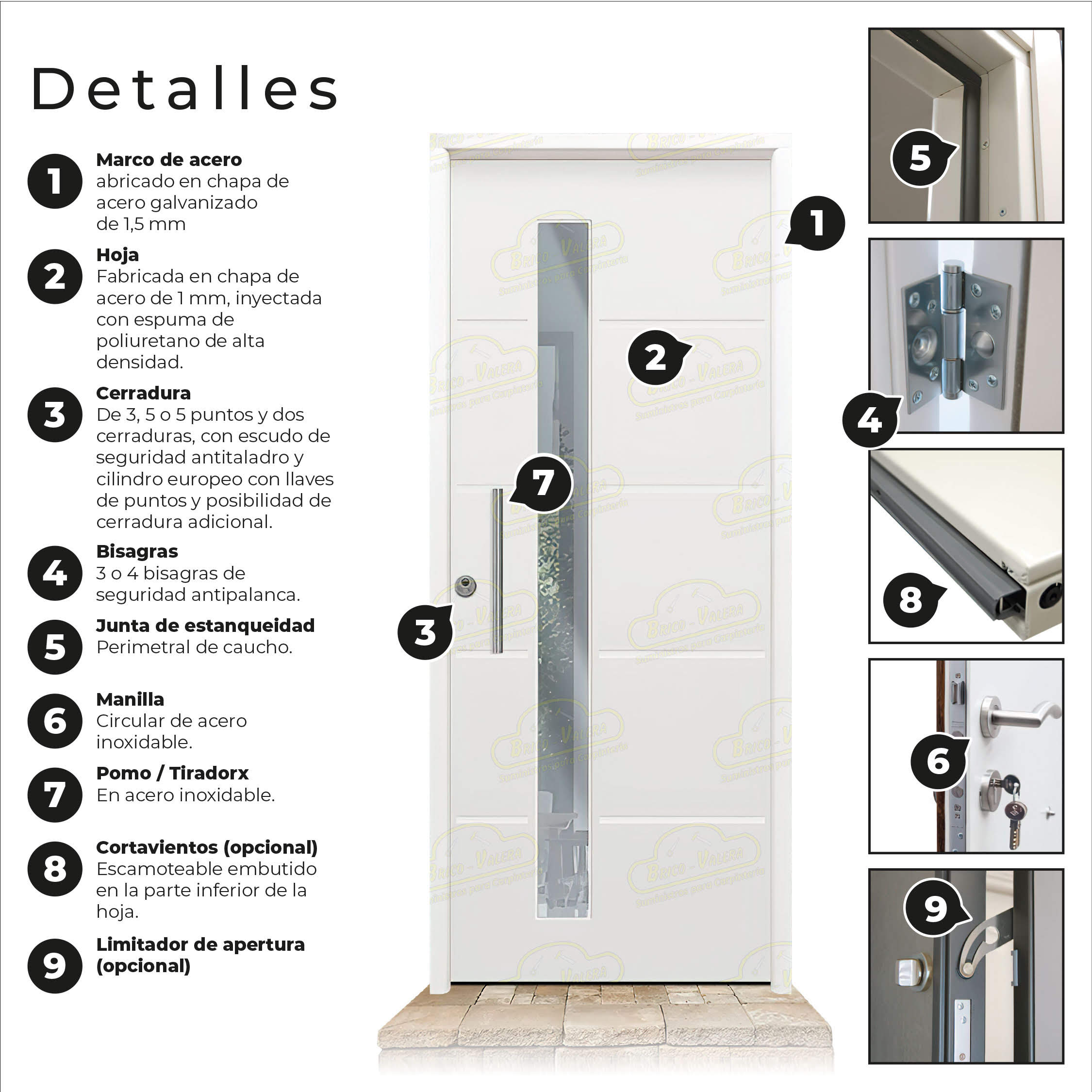 Puerta Galvanizada Cintia-CRL Cristal Una Cara Blanca Saga 100