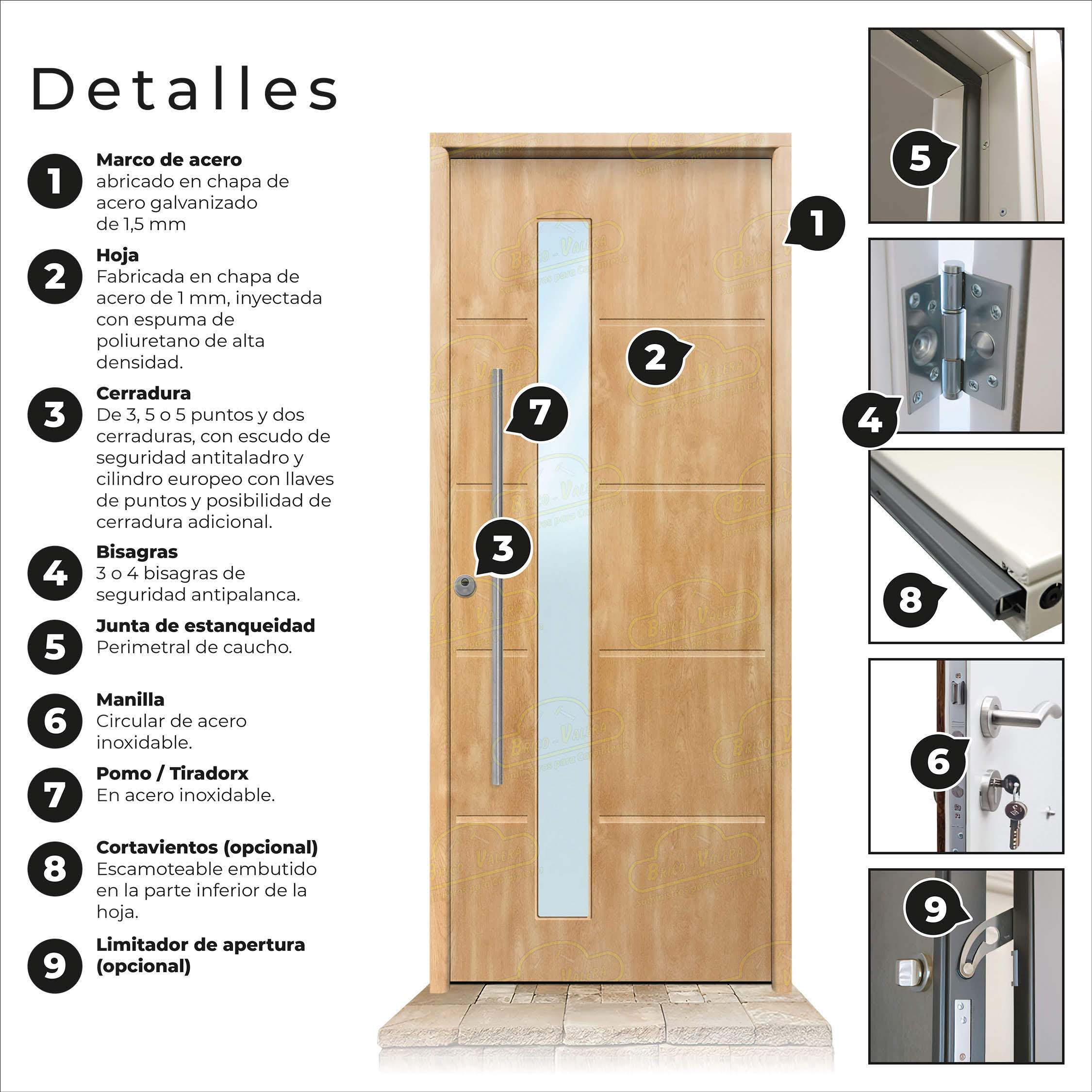 Puerta Galvanizada Cintia-CRL / 1110 Cristal Roble Saga 100
