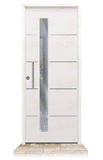 Puerta Galvanizada Cintia-FM-CRL / 1110 Cristal Blanca Saga 100