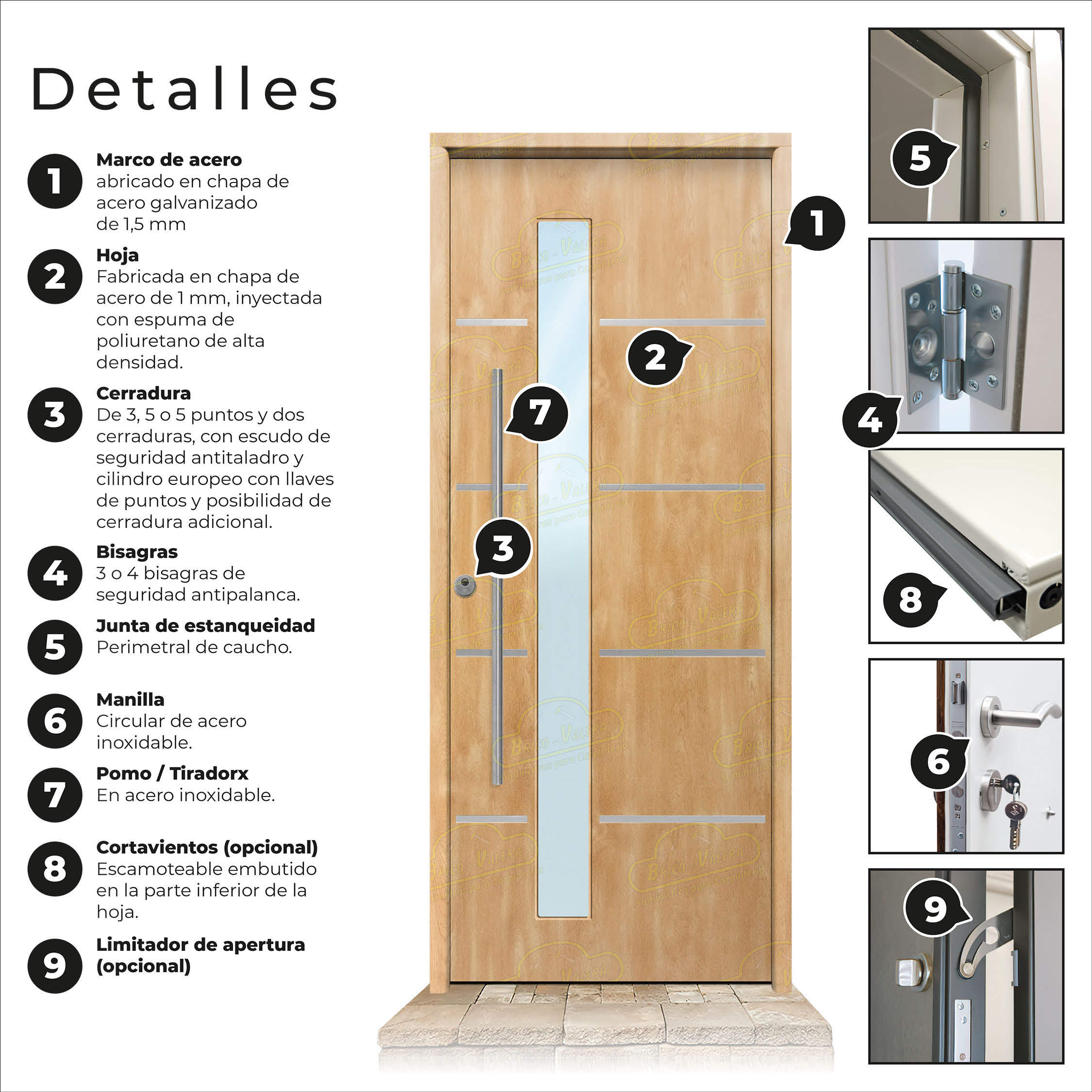 Puerta Galvanizada Cintia-FM-CRL / 1110 Cristal Roble Saga 100
