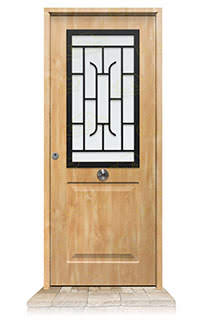 Puerta Galvanizada Clas-CR-Reja / 1110 Cristal Roble Saga 100