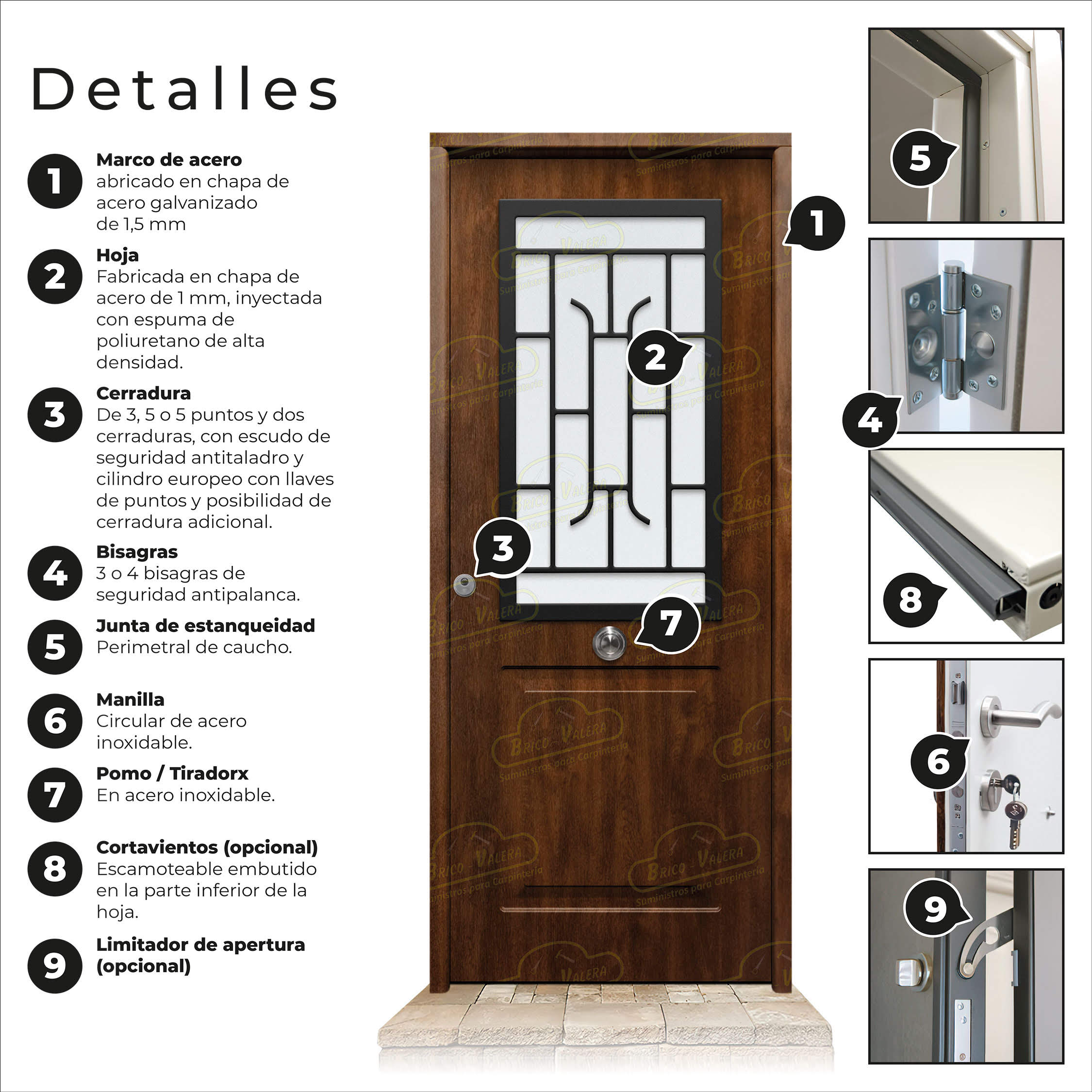 Puerta Galvanizada Clas-CR-Reja / Clas Cristal Roble Viejo Saga 100