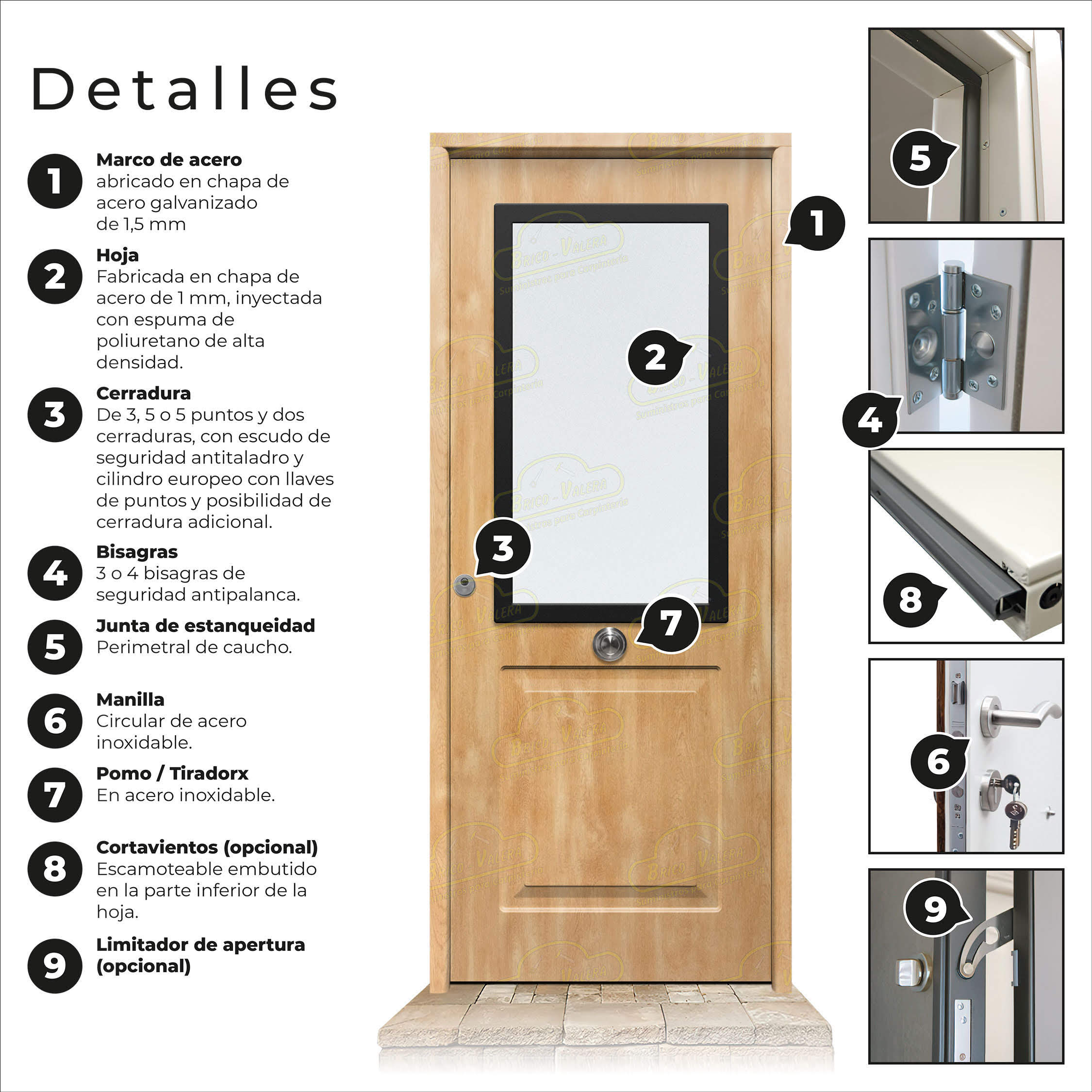 Puerta Galvanizada Clas-CR / Clas Cristal Roble Saga 100