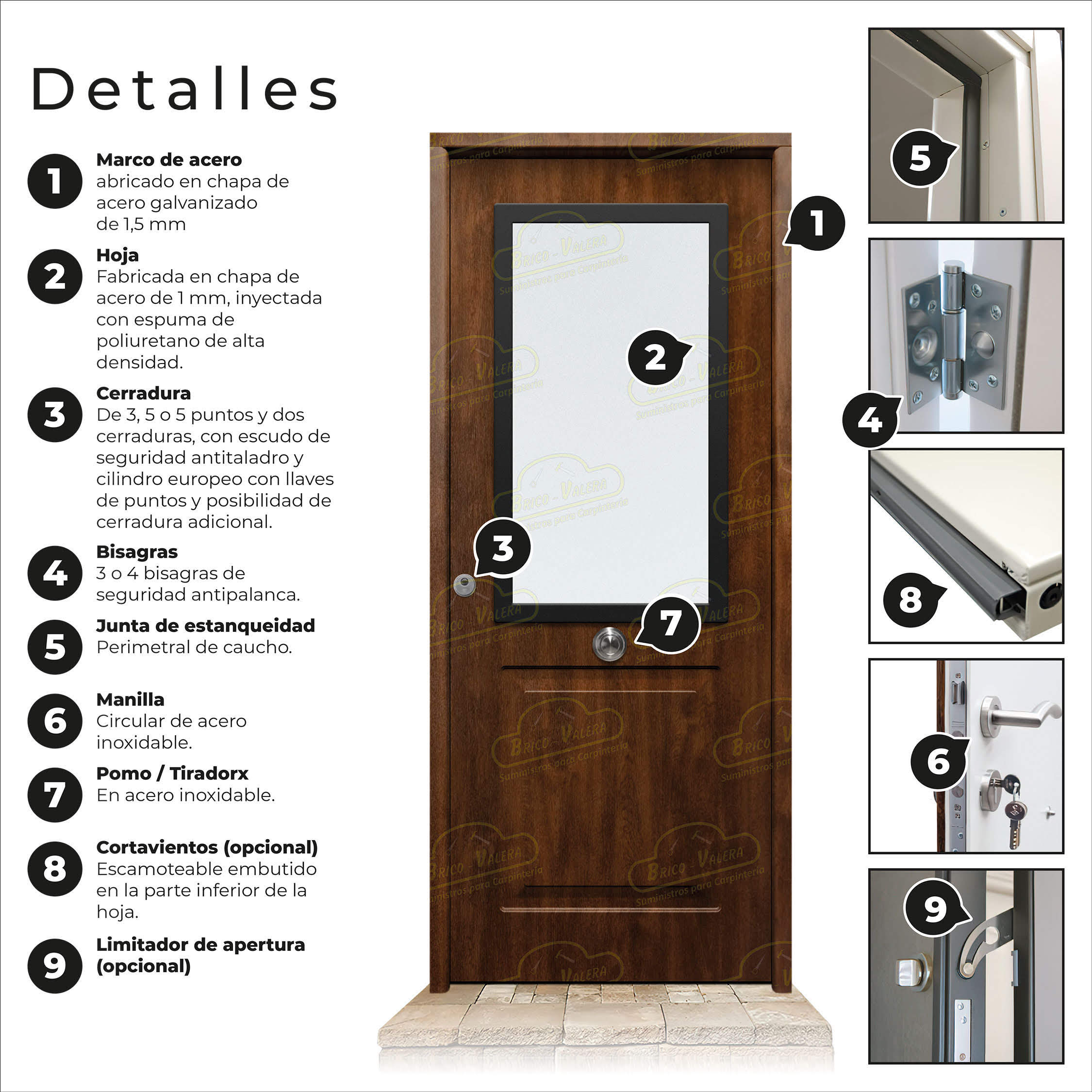 Puerta Galvanizada Clas-CR Cristal Una Cara Roble Viejo Saga 100