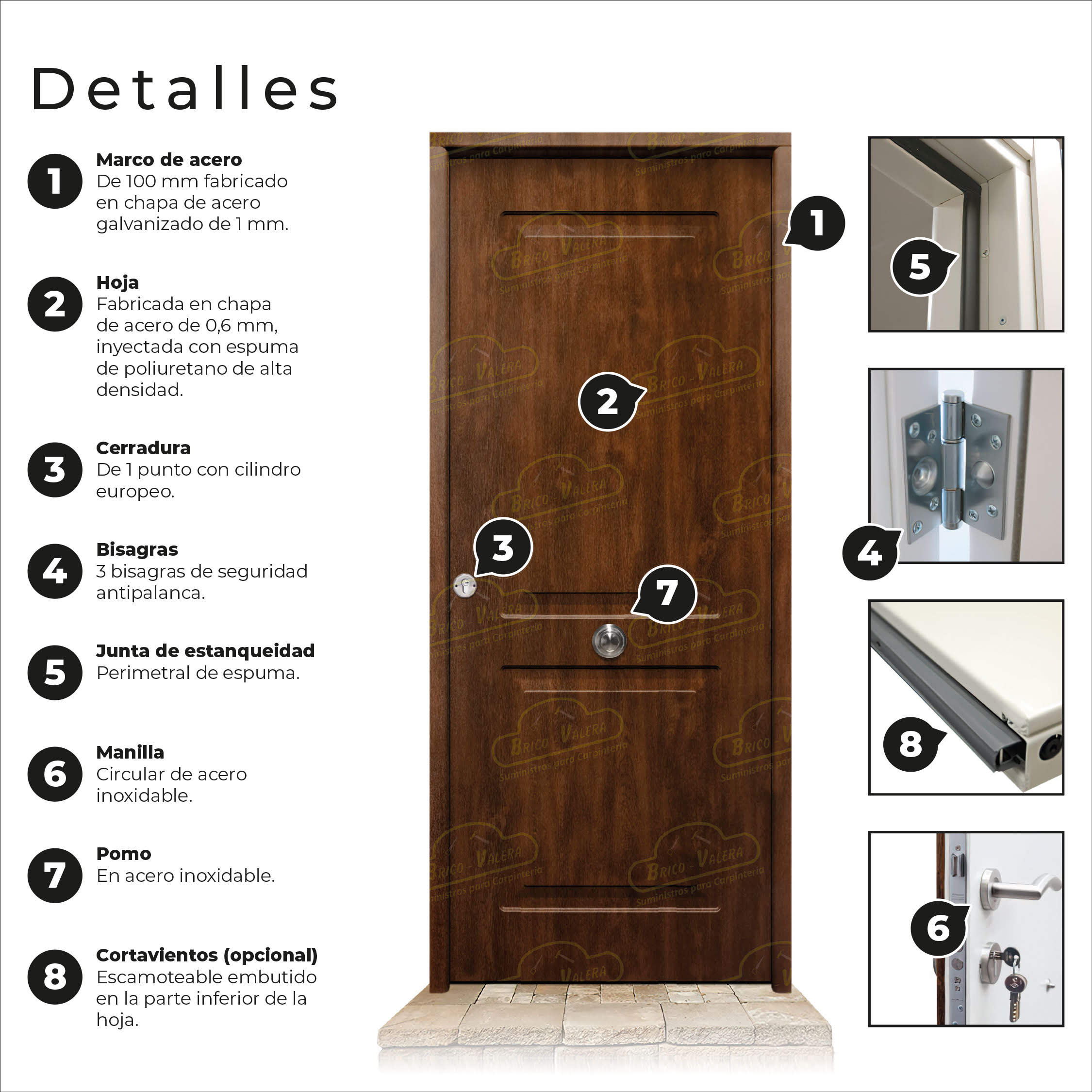 Puerta Galvanizada 1130 / 1110 Saga 100 Roble Viejo (Cara Interior Lisa)