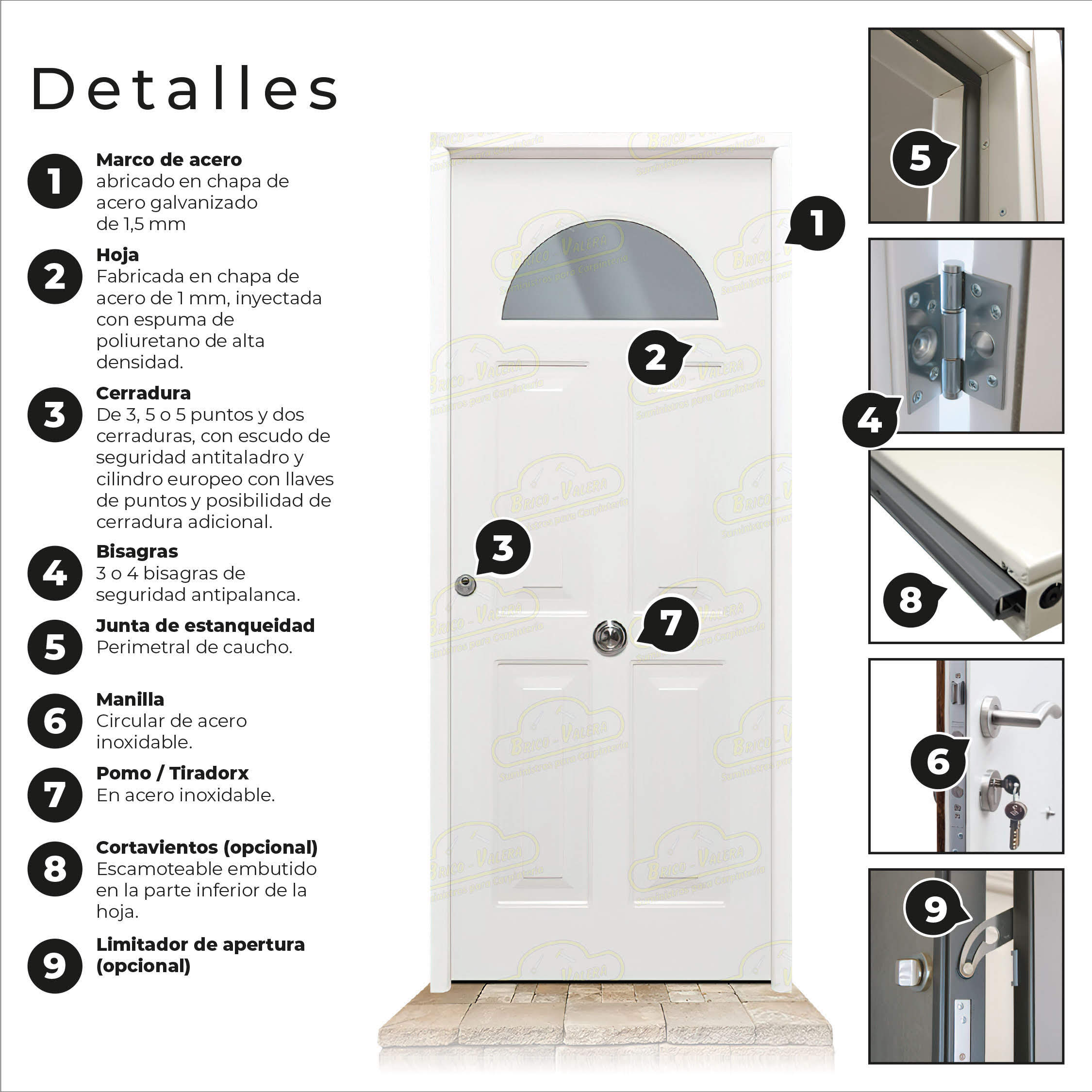 Puerta Galvanizada Coral-CR Dos Caras Cristal Blanca Saga 100