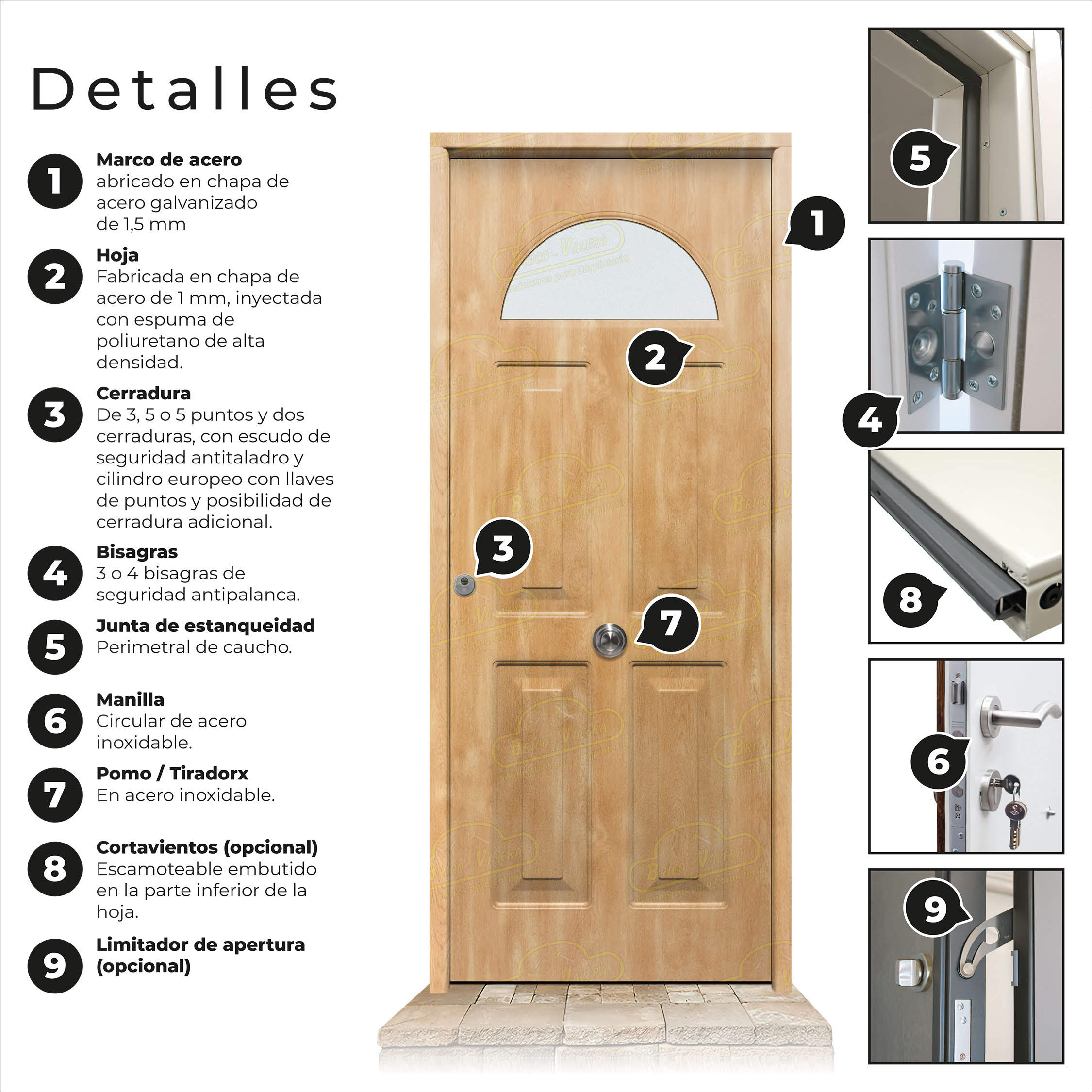 Puerta Galvanizada Coral-CR / Coral-Cr Cristal Roble Saga 100
