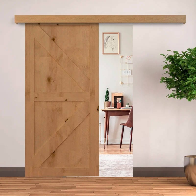 Kit de Herrajes para Puerta Corredera 200 cm Guía de Puerta Corrediza Riel Madera Accesorios Aleación de Aluminio Marrón