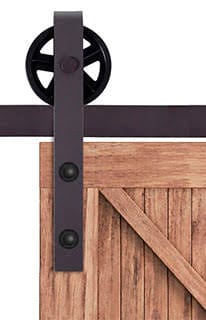 6FT/183cm Herraje para Puerta Corredera Kit de Accesorios para Puerta Corrediza de Madera con Guía de Suelo Riel de Acero al Carbono Café Oscuro