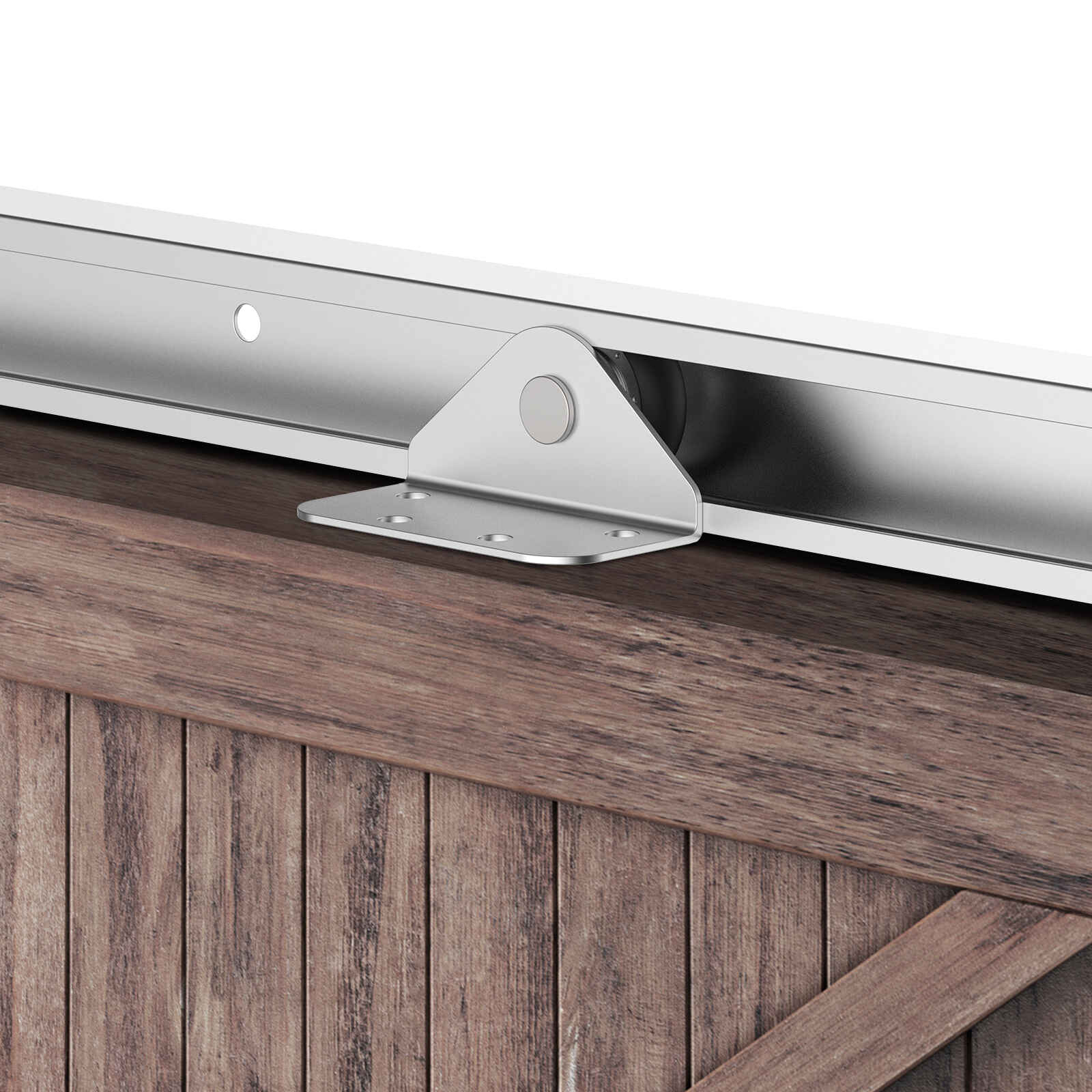 Herraje para Puerta Corredera 186 cm Kit Guía de Accesorios para Puerta Corrediza de Madera con Riel de Metal y 2 Poleas Plateado