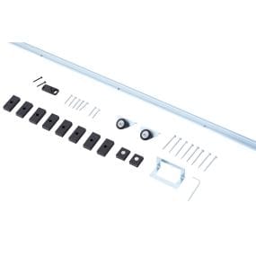 Herraje para Puerta Corredera 186 cm Kit Guía de Accesorios para Puerta Corrediza de Madera con Riel de Metal y 2 Poleas Plateado