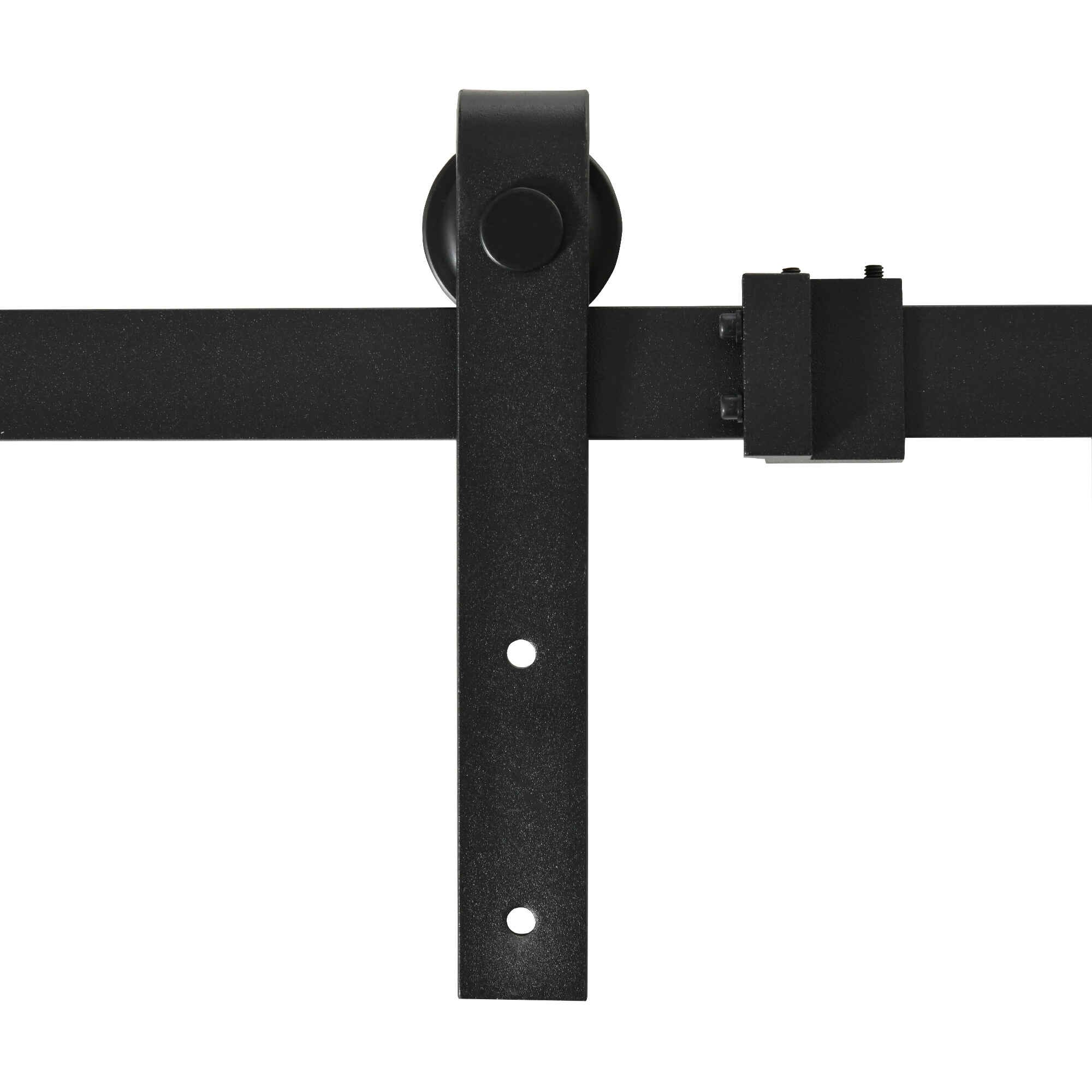 Mini Herraje para Puerta Corredera 200 cm Kit de Accesorios / Guías para Puerta Corrediza de Madera con 2 Rieles de Acero al Carbono Carga 20 kg 200x0,4x18 cm Negro