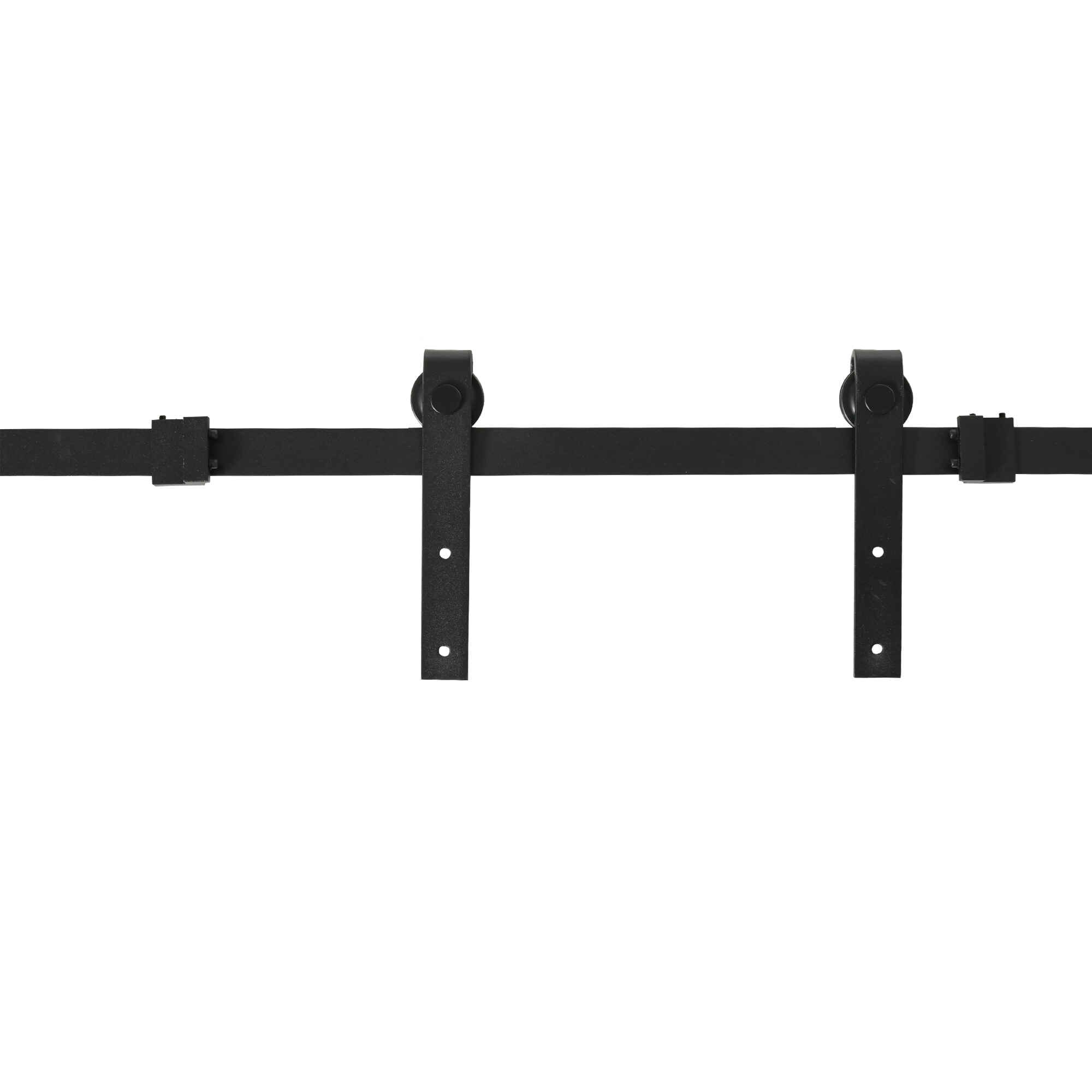 Mini Herraje para Puerta Corredera 200 cm Kit de Accesorios / Guías para Puerta Corrediza de Madera con 2 Rieles de Acero al Carbono Carga 20 kg 200x0,4x18 cm Negro