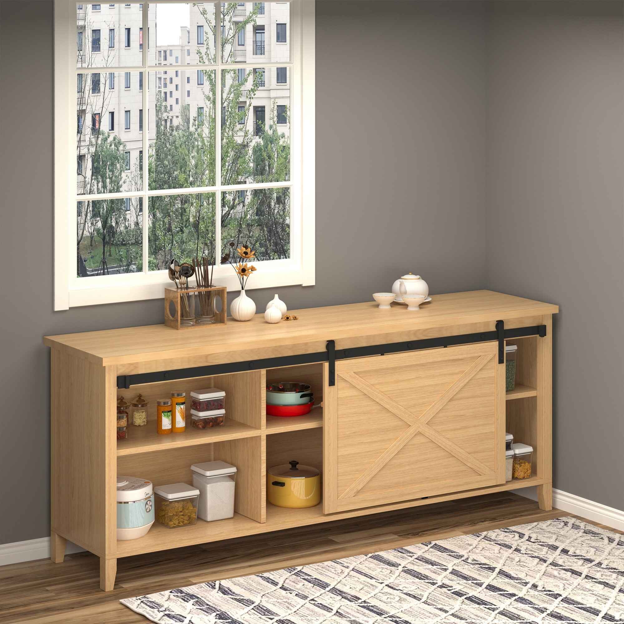 Mini Herraje para Puerta Corredera 200 cm Kit de Accesorios / Guías para Puerta Corrediza de Madera con 2 Rieles de Acero al Carbono Carga 20 kg 200x0,4x18 cm Negro