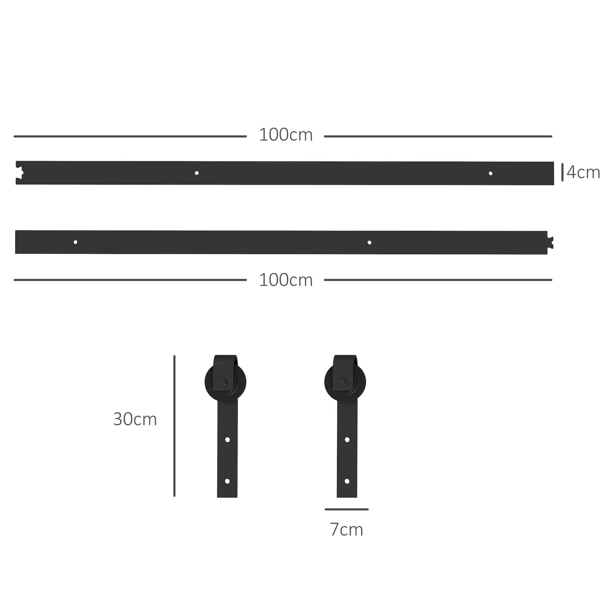 6,6FT/200cm Herrajes para Puerta Corredera Kit Guía para Puerta Corredera con Amortiguador sin Perforación Kit de Accesorios para Puerta Corrediza con 2 Rieles para Granero Negro