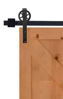 Herraje Puerta Corredera 200 cm Kit de Rieles Deslizantes para Puerta de Granero de Madera Acero al Carbono Baño Cocina Dormitorio Negro