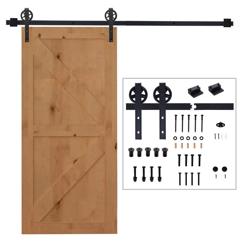 Herraje Puerta Corredera 200 cm Kit de Rieles Deslizantes para Puerta de Granero de Madera Acero al Carbono Baño Cocina Dormitorio Negro