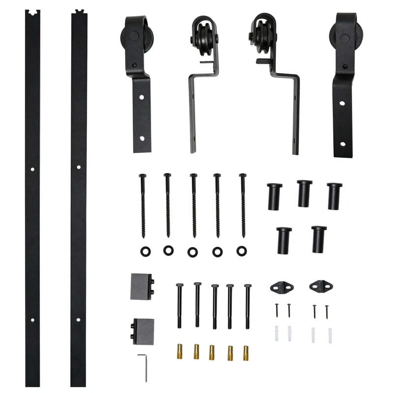Herrajes Puerta Corredera 200 cm Kit de Acero al Carbono Accesorios para 2 Puertas Deslizantes de Madera de 100 cm de Ancho Baño Domitorio Cocina