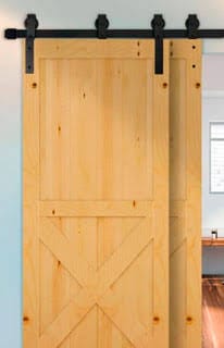 Herrajes Puerta Corredera 200 cm Kit de Acero al Carbono Accesorios para 2 Puertas Deslizantes de Madera de 100 cm de Ancho Baño Domitorio Cocina