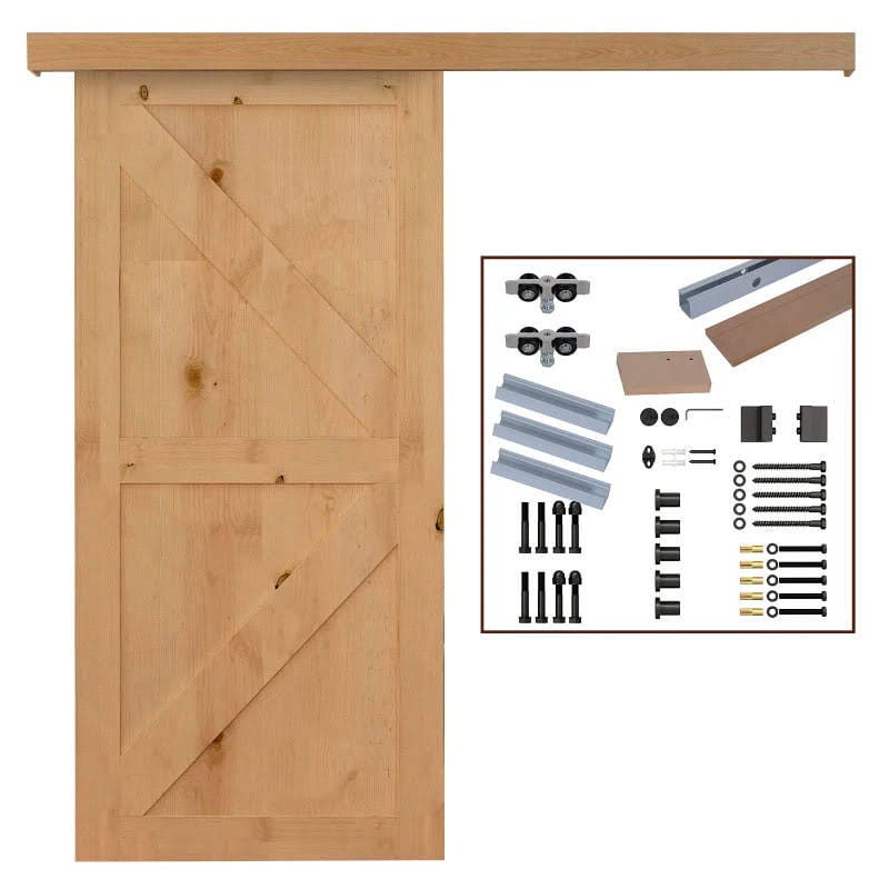 Kit de Herrajes para Puerta Corredera 200 cm Guía de Puerta Corrediza Riel Madera Accesorios Aleación de Aluminio Marrón