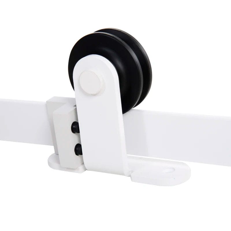 183 cm Herraje para Puerta Corredera Kit de Accesorios para Puerta Corrediza de Madera con Guía de Suelo Riel de Acero al Carbono Blanco
