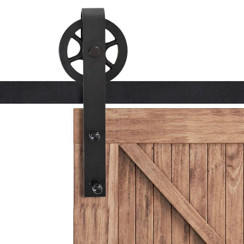 Herraje Puerta Corredera 200 cm Kit de Rieles Deslizantes para Puerta de Granero de Madera Acero al Carbono Baño Cocina Dormitorio Negro