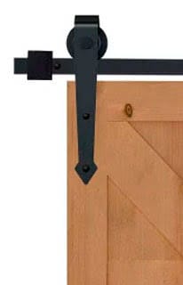 200cm/6.6FT Herraje para Puerta Corredera Tipo Flecha Kit de Accesorios para Puerta Corrediza Granero de Madera con Guía de Suelo Riel Acero al Carbono Negro