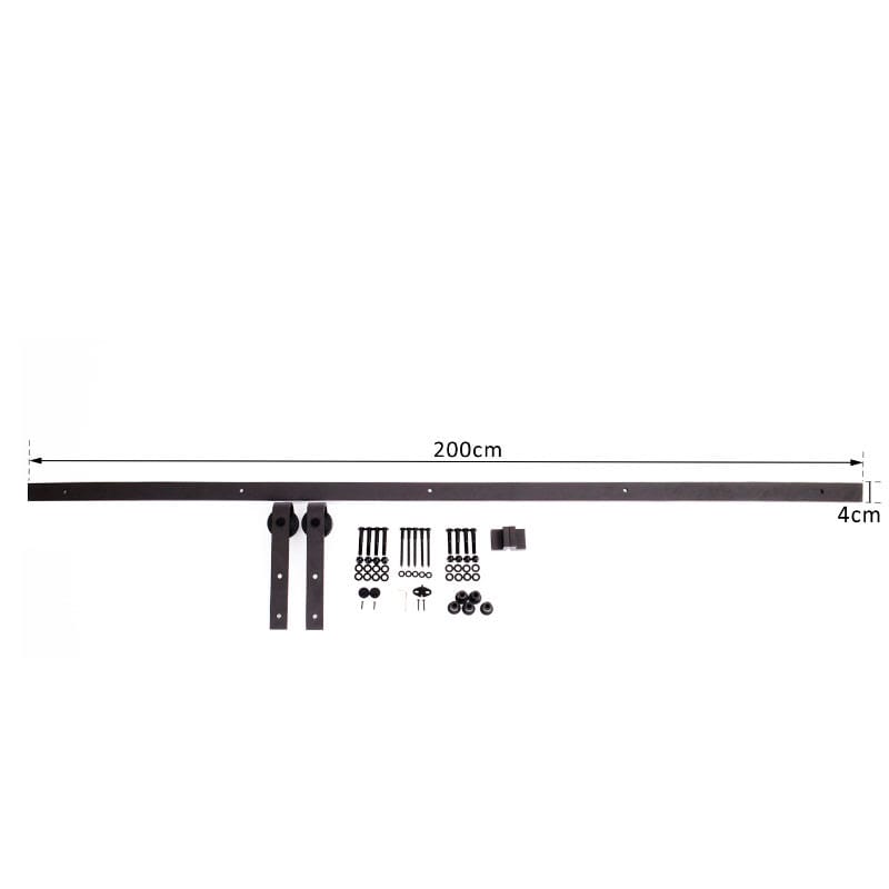 200 cm Herraje para Puerta Corredera de Madera Kit de Accesorios Guía de Riel con Tornillos Carga Máx. 90 kg Acero al Carbono Marrón
