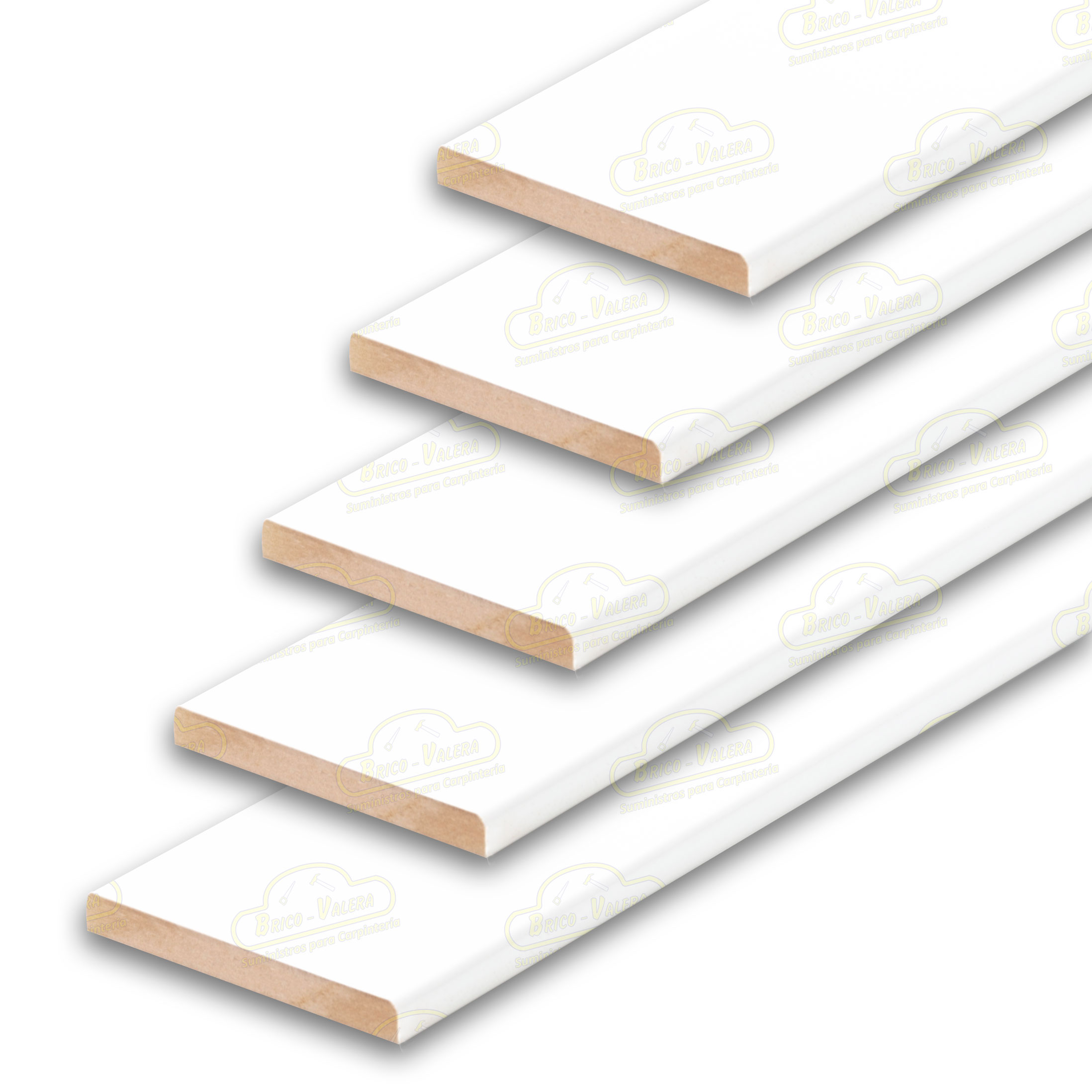 Paquete 5 tapetas Blanco Lacado MDF 2200x70x10