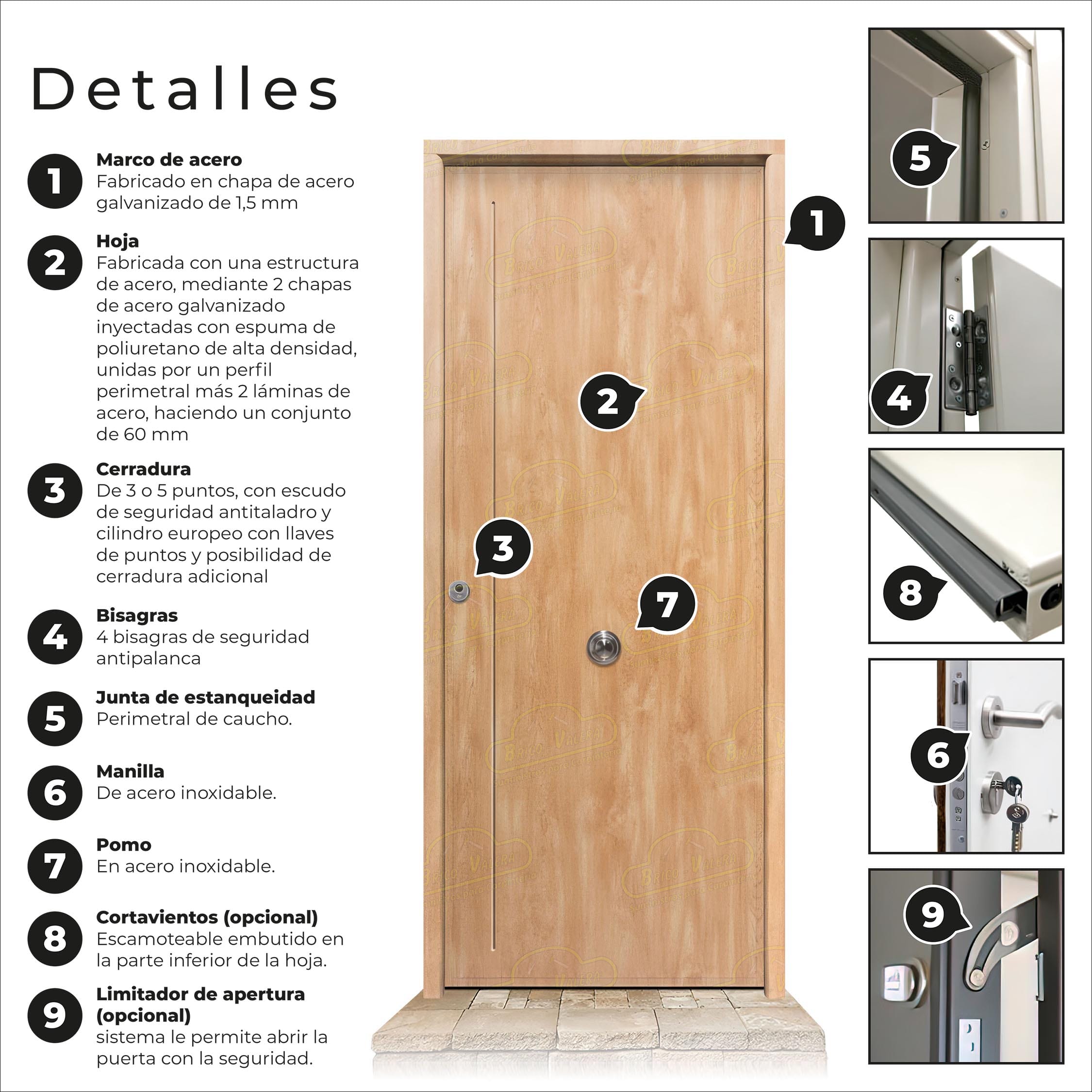 Puerta Acorazada 1120 Roble Sagacor 100