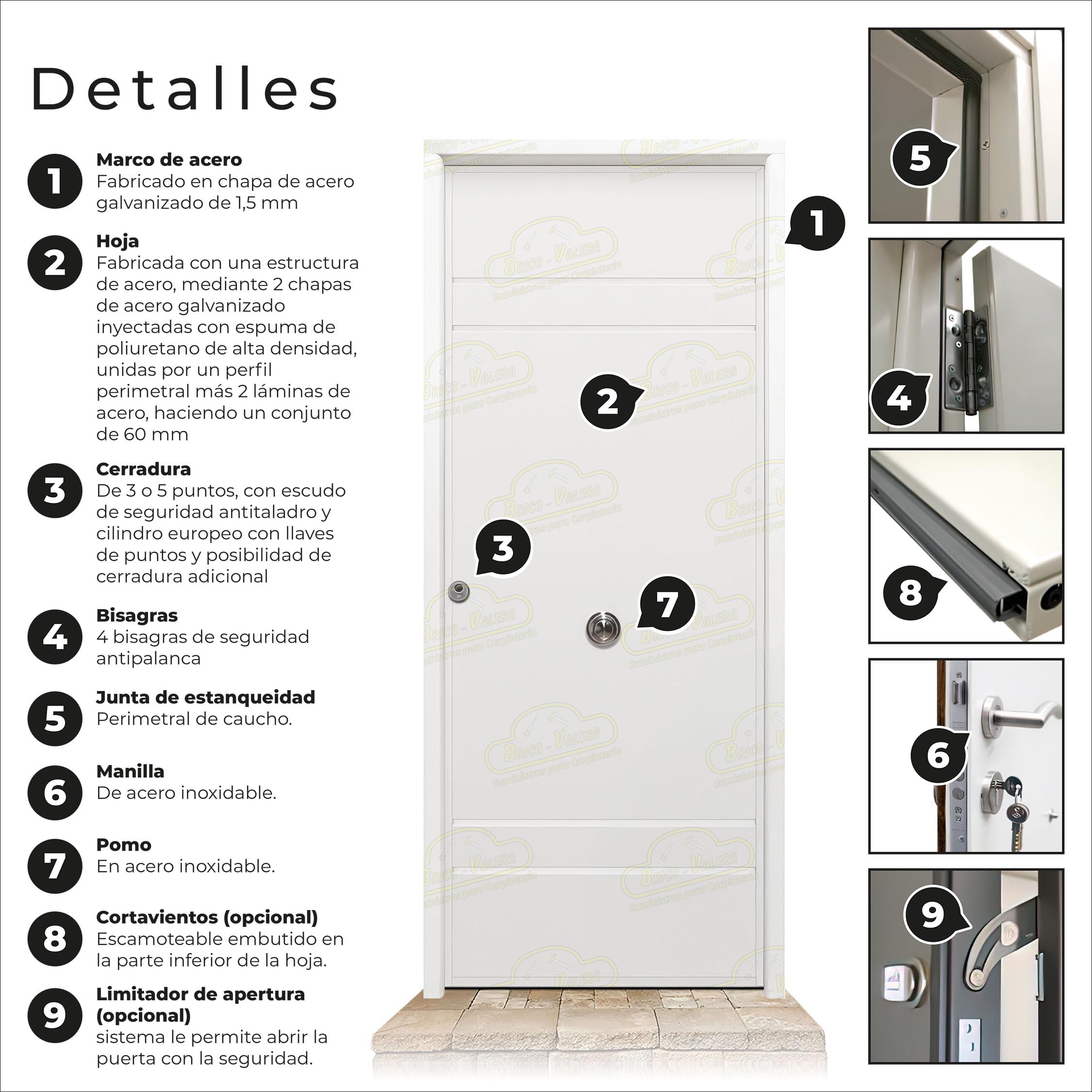 Puerta Acorazada Azalea Blanca Sagacor 100