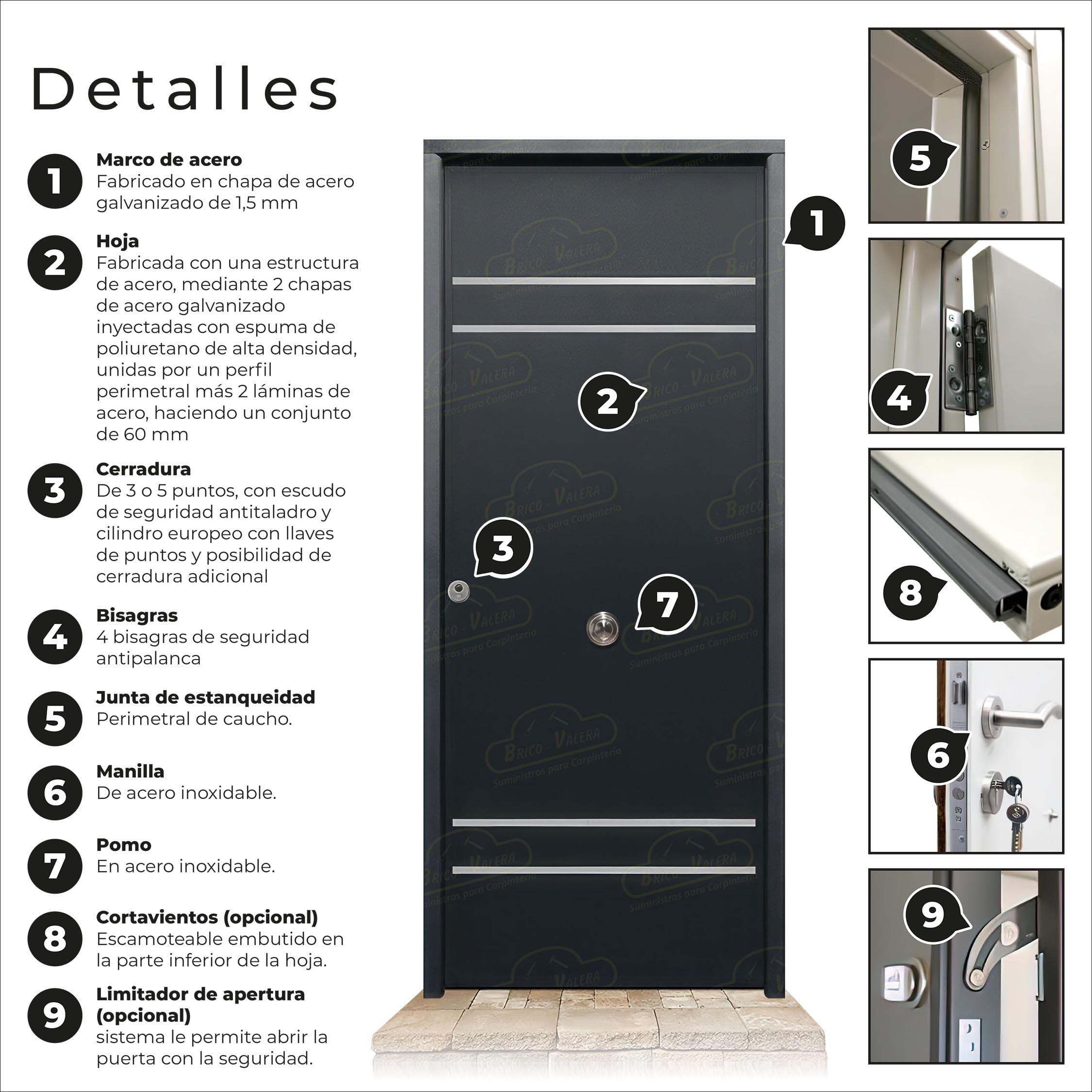 Puerta Acorazada Azalea FM Gris Oxidon Sagacor 100