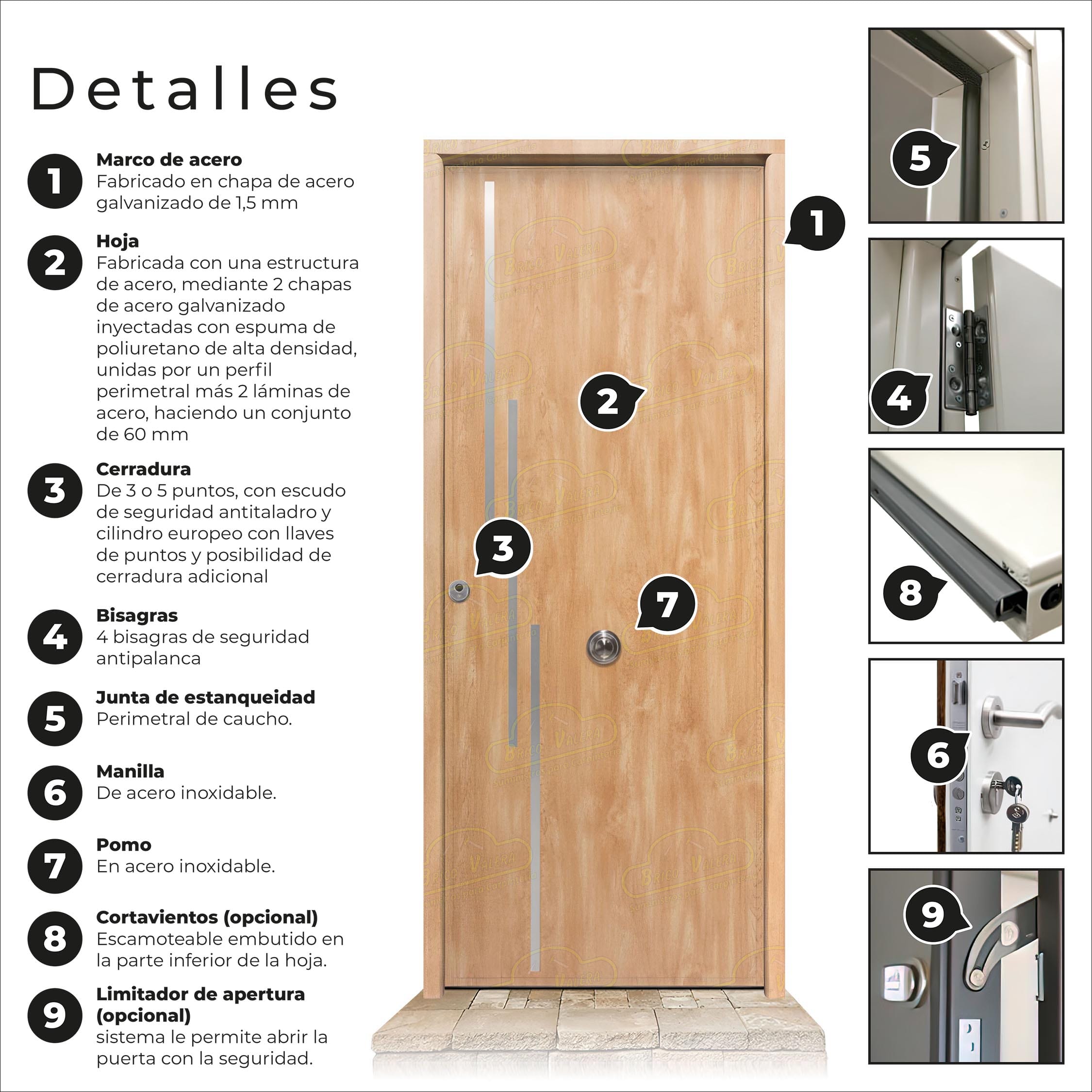 Puerta Acorazada Camelia FM Roble Sagacor 100