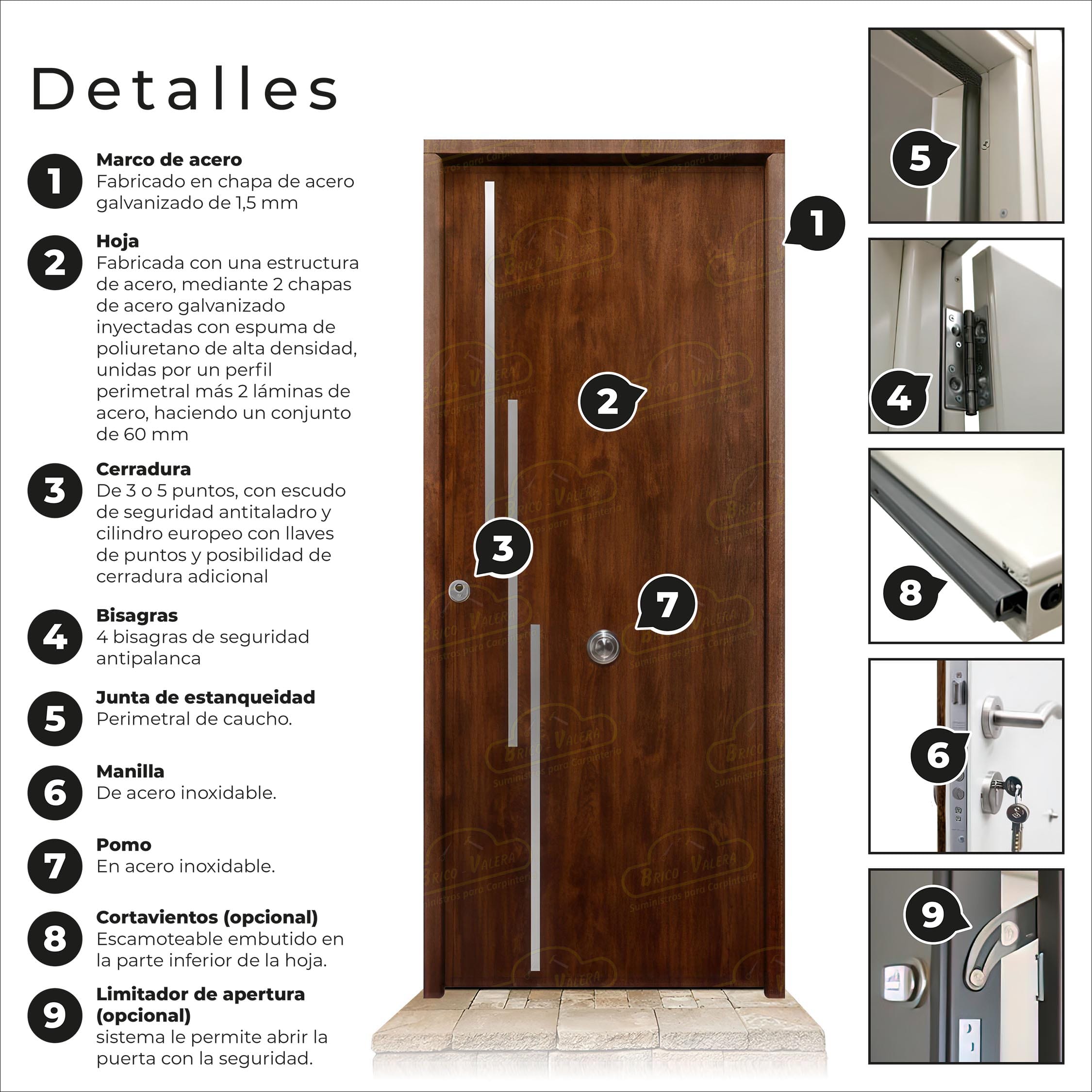 Puerta Acorazada Camelia FM Roble Viejo Sagacor 100