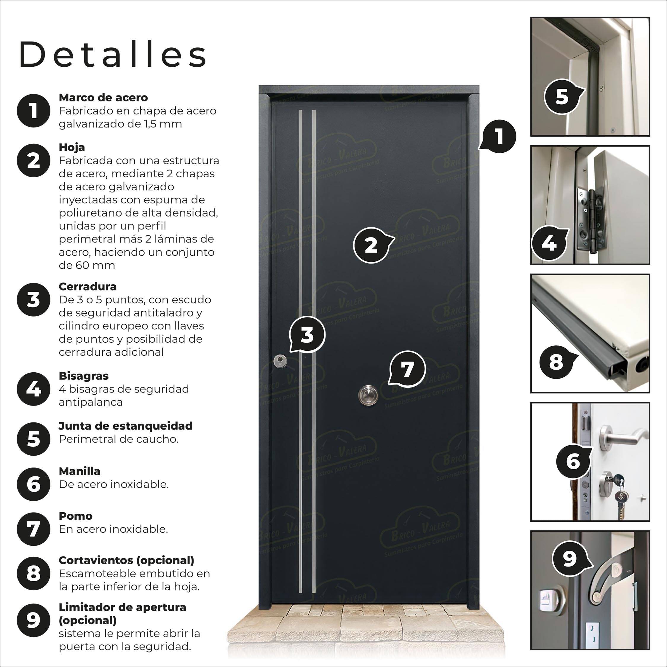 Puerta Acorazada Iris FM Gris Oxidon Sagacor 100