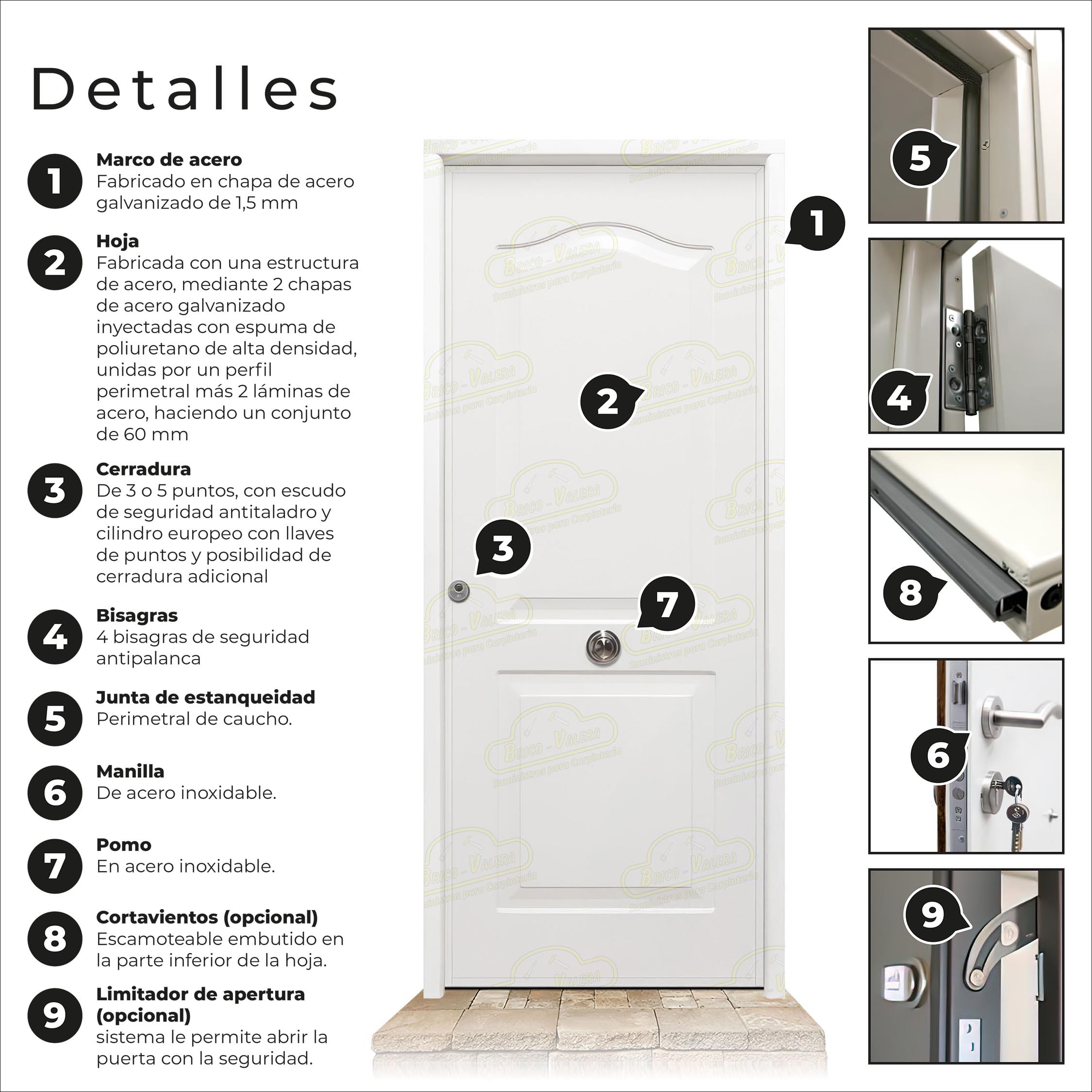 Puerta Acorazada Semiprovenzal Blanca Sagacor 100
