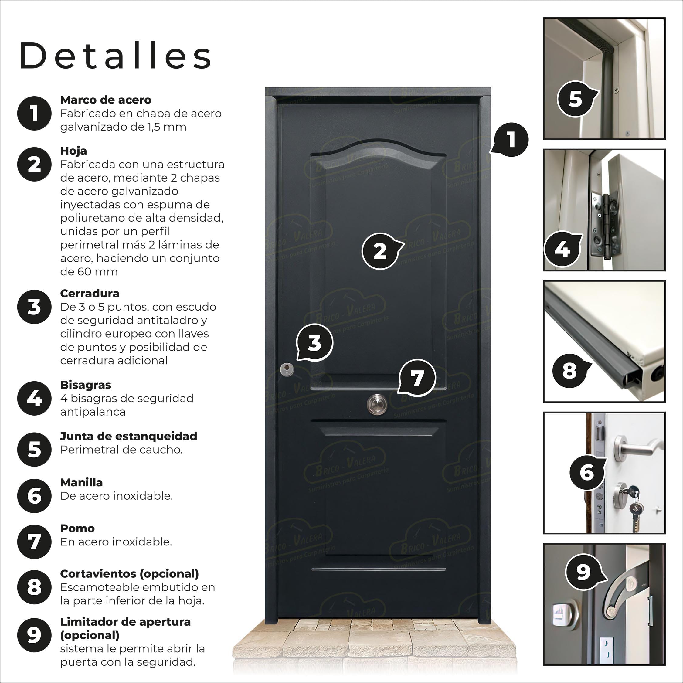 Puerta Acorazada Semiprovenzal Gris Oxidon Sagacor 100