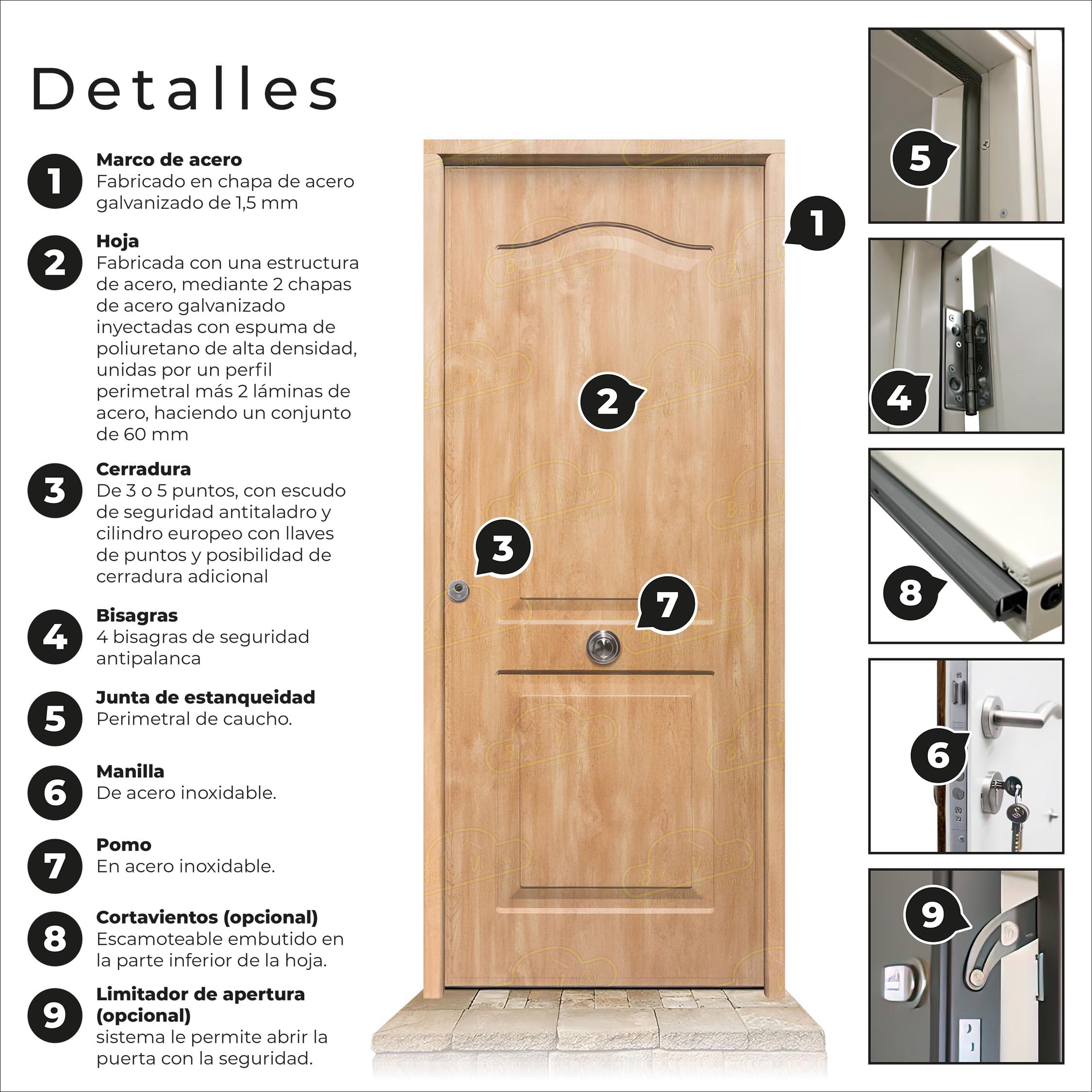 Puerta Acorazada Semiprovenzal Roble Sagacor 100