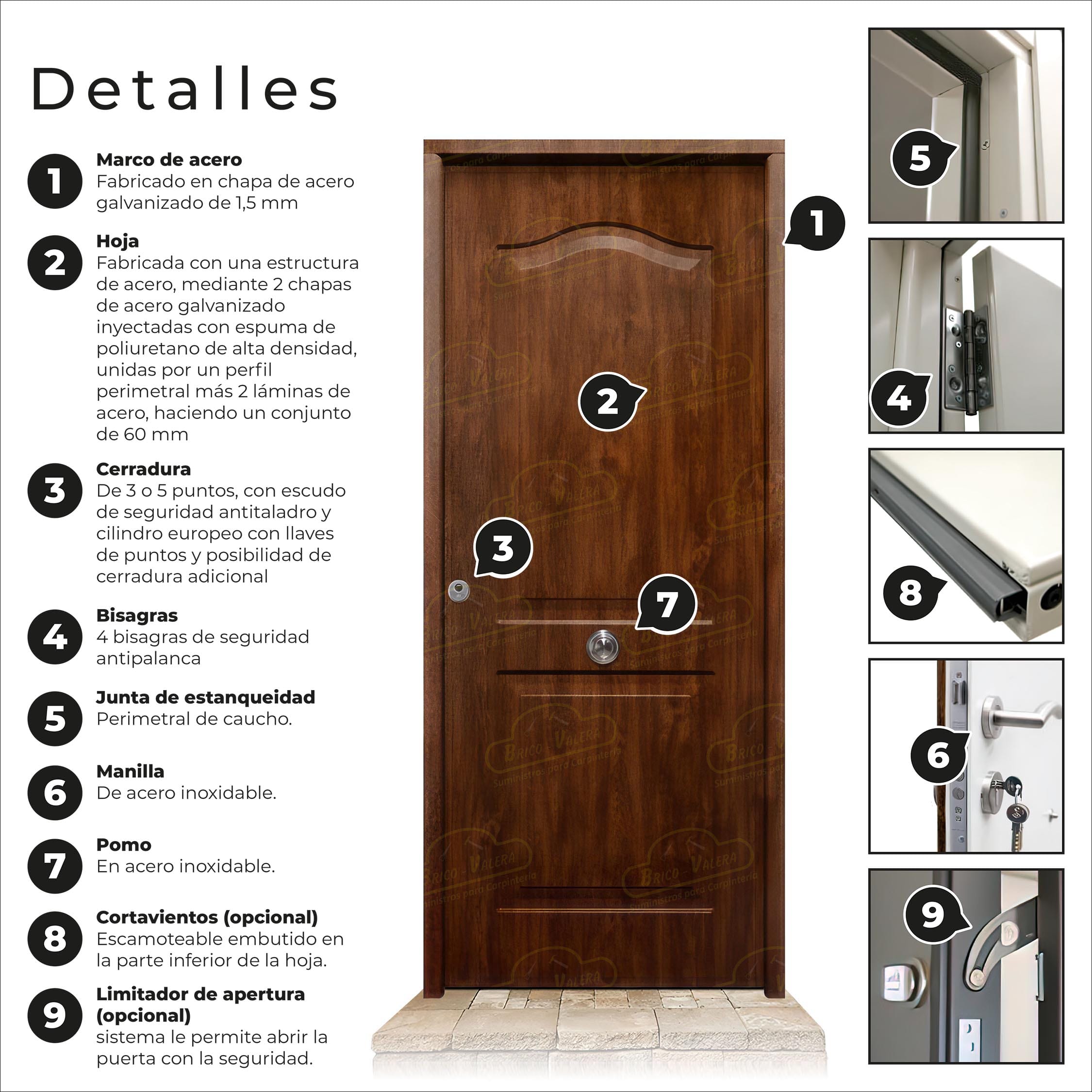 Puerta Acorazada Semiprovenzal Roble Viejo Sagacor 100