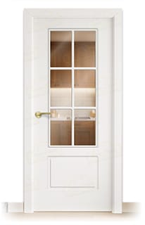 Puerta Maciza P-12 V6 Lacada Blanca con Manillas Doradas 