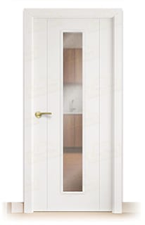Puerta Maciza PVP1 V1C Lacada Blanca con Manillas Doradas 