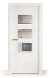 Puerta Maciza PVP5 BV3Z Lacada Blanca con Manillas Doradas 