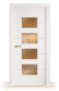 Puerta Maciza PVT5 BV4 Lacada Blanca con Manillas Doradas PROMO: CRISTALES MATE GRATIS